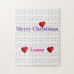Fröhliche Weihnachten Bunte helle Lichter  Puzzle