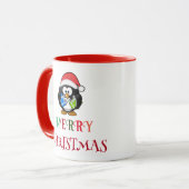 fröhliche Weihnachten bunte Typografie Santa Pingu Tasse (Vorderseite Links)