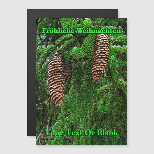 Fröhliche Weihnachten - Cones and Needles Magnetkarte (Vorne/Hinten)