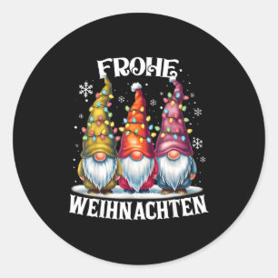 Fröhliche Weihnachten Deutscher Gnom Weihnachtsdek Runder Aufkleber