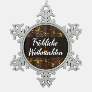 Fröhliche Weihnachten Deutschland frohe Weihnachte Schneeflocken Zinn-Ornament