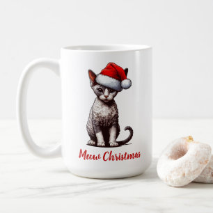 Fröhliche Weihnachten Devon Rex Katze, Xmas Santa Kaffeetasse