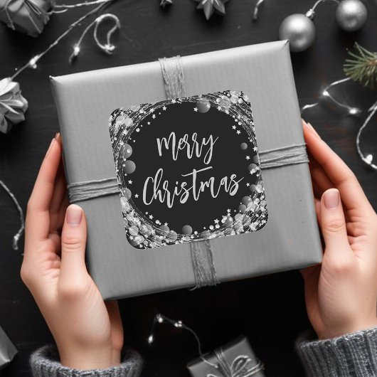 Fröhliche Weihnachten - die Silberstars Quadratischer Aufkleber