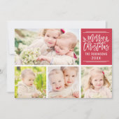 Fröhliche Weihnachten Elegant Rote Script Foto Col (Vorderseite)