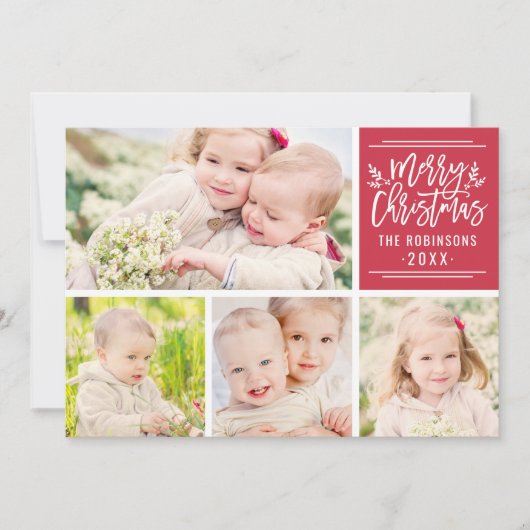 Fröhliche Weihnachten Elegant Rote Script Foto Col (Vorderseite)