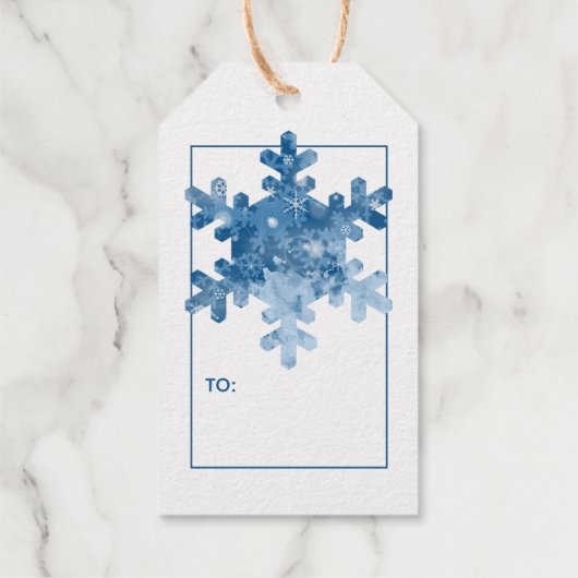 Fröhliche Weihnachten Elegant schlicht Snowflake C Geschenkanhänger (Rückseite)