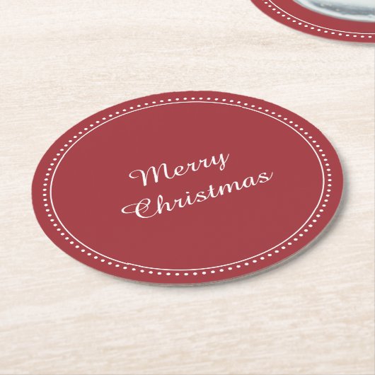 Fröhliche Weihnachten Elegant Weiß und Rot Milgrai Runder Pappuntersetzer (Angewinkelt)