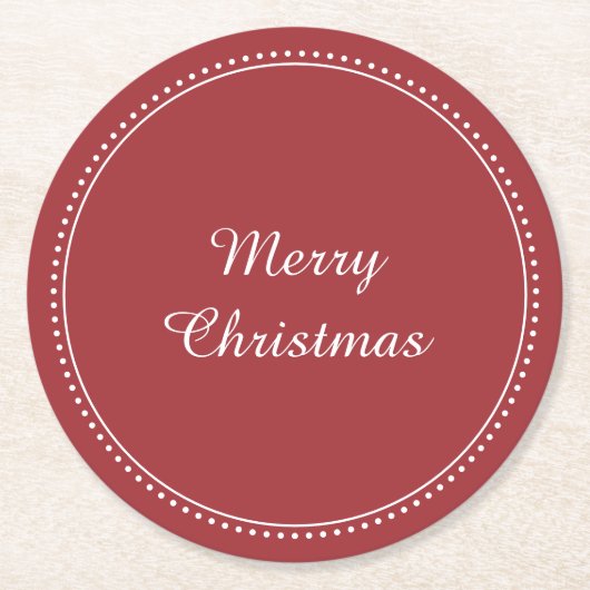 Fröhliche Weihnachten Elegant Weiß und Rot Milgrai Runder Pappuntersetzer (Vorderseite)