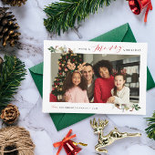 Fröhliche Weihnachten elegante Blumenkarte Foto