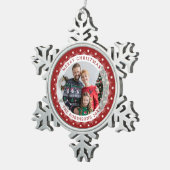 Fröhliche Weihnachten Elegantes Foto Schneeflocken Zinn-Ornament (Rechts)