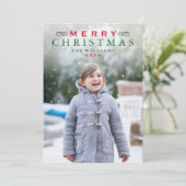 Fröhliche Weihnachten Elegantes Rotes und Grünes F (Stehend Vorderseite)