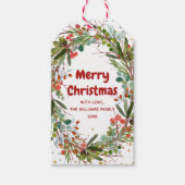 Fröhliche Weihnachten Elegantes Wasserfarben Wreat Geschenkanhänger (Vorderseite)