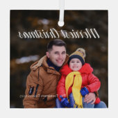 Fröhliche Weihnachten Elegantes Weißes Script über Ornament Aus Glas (Rückseite)