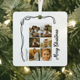 Fröhliche Weihnachten Familie 6 Fotos Ornament Aus Metall