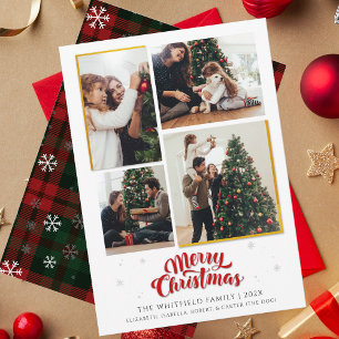 Fröhliche Weihnachten Familienfoto-Collage Karo