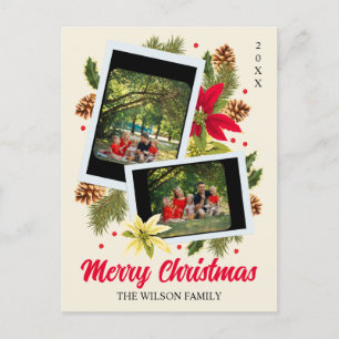 Fröhliche Weihnachten Familienfoto-Collage Rote Bl