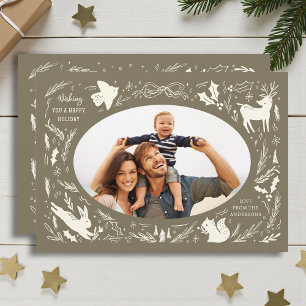 Fröhliche Weihnachten Familienfoto im Oliven Grün