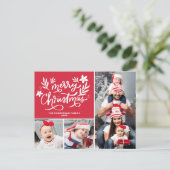 fröhliche Weihnachten Familienurlaub Foto Collage Postkarte (Stehend Vorderseite)