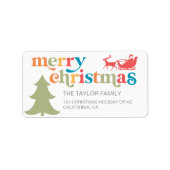 Fröhliche Weihnachten farbenfrohe Pine Santa Rücks Adressaufkleber (Vorne)