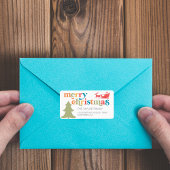 Fröhliche Weihnachten farbenfrohe Pine Santa Rücks Adressaufkleber