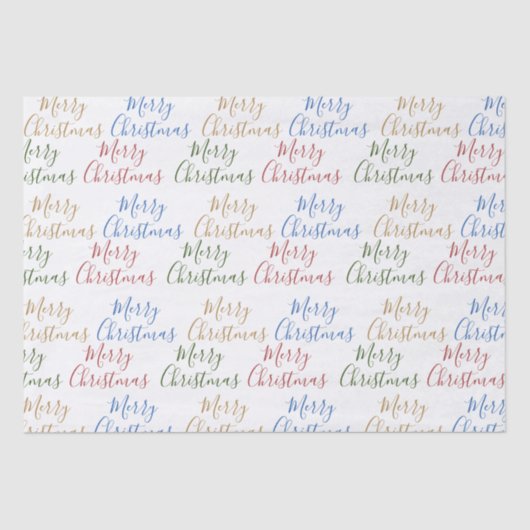 Fröhliche Weihnachten farbenfrohe Skriptmuster Wor Seidenpapier (Vorderseite)