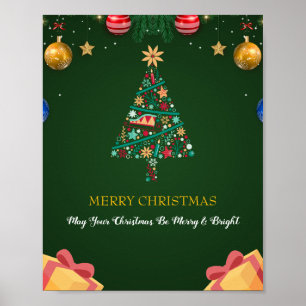 Fröhliche Weihnachten Farbiger Weihnachtsbaum – Fe Poster