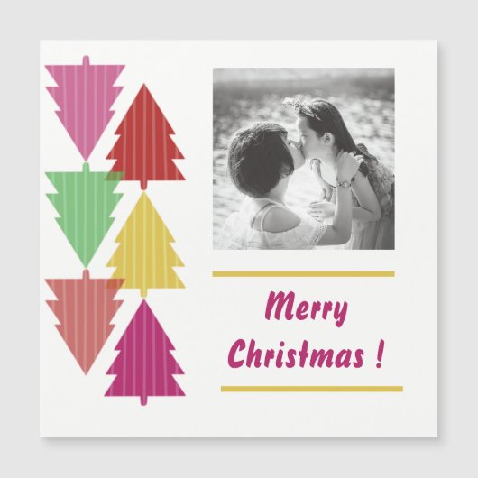 Fröhliche Weihnachten Foto bunt Baum Magnetkarte (Vorderseite)
