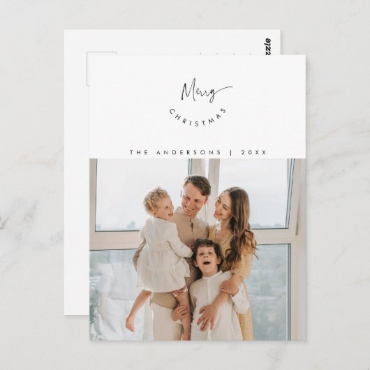 Fröhliche Weihnachten, Foto der Familie, zeitgenös Postkarte (Vorne/Hinten)