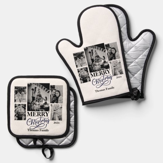 fröhliche Weihnachten Fotos Ofenhandschuh & Topflappen-Set (Vorderseite/Rückseite)