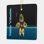 Frohliche Weihnachten - Fraktal Inuit Hunter Keramikornament (Links)