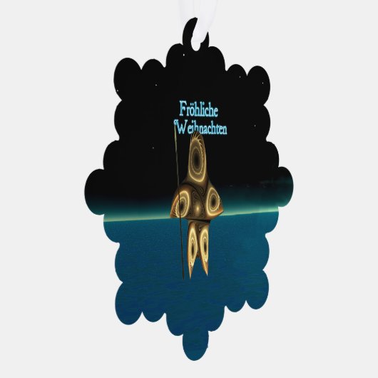 Fröhliche Weihnachten - Fraktal Inuit Hunter Ornament Karte (Rechts)