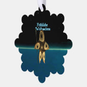 Fröhliche Weihnachten - Fraktal Inuit Hunter Ornament Karte (Linke Ecke)