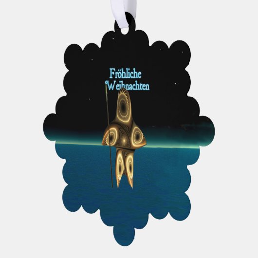 Fröhliche Weihnachten - Fraktal Inuit Hunter Ornament Karte (Linke Ecke)