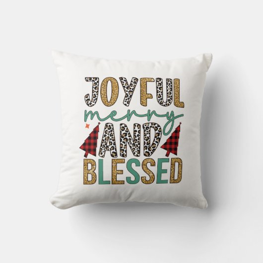 Fröhliche Weihnachten froh und gesegnet Kissen (Vorderseite)