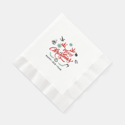 Fröhliche Weihnachten - Frohes Neues Jahr Serviette (Ecke)