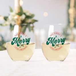 Fröhliche Weihnachten für Euch Weinglas Ohne Stiel