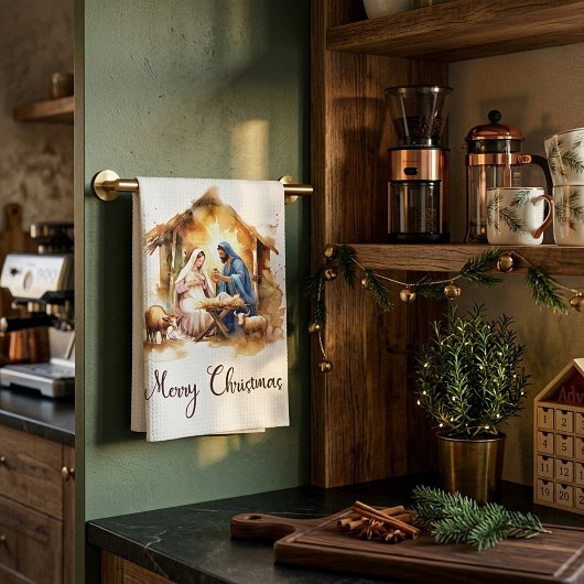 Fröhliche Weihnachten Geburt Geschirrtuch