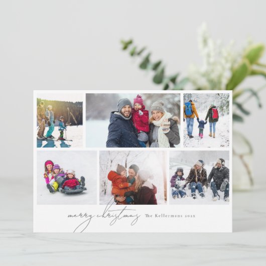 fröhliche Weihnachten geschrieben elegante 6 Foto (Stehend Vorderseite)