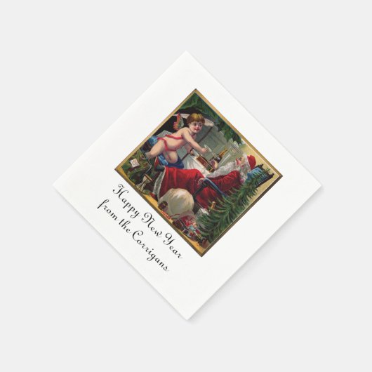 Fröhliche Weihnachten & Glück Neujahrspapier Napki Serviette (Ecke)