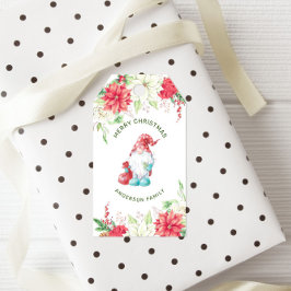 Fröhliche Weihnachten Gnome Elegant Urlaub Flora Geschenkanhänger