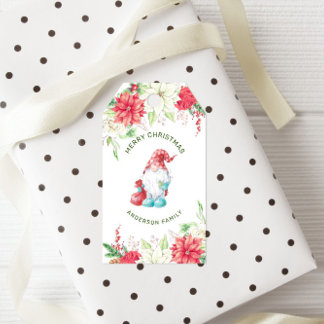 Fröhliche Weihnachten Gnome Elegant Urlaub Flora Geschenkanhänger