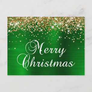 Fröhliche Weihnachten Gold Glitter Grün Folie