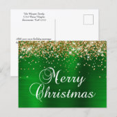 Fröhliche Weihnachten Gold Glitter Grün Folie (Vorne/Hinten)