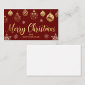 fröhliche Weihnachten goldene Ornamente Schneefloc Mitteilungskarte (Vorne/Hinten)