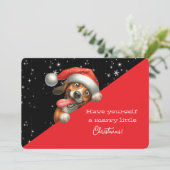 Fröhliche Weihnachten Grinsender Hund (Stehend Vorderseite)