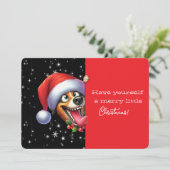 Fröhliche Weihnachten Grinsender Hund (Stehend Vorderseite)