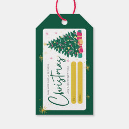 fröhliche Weihnachten grün goldrot grüßen Geschenkanhänger