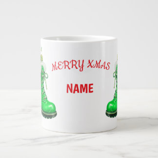Fröhliche Weihnachten Grüne Festliche Stiefel Jumbo-Tasse