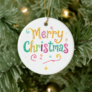 Fröhliche Weihnachten hell und kühl Keramik Ornament