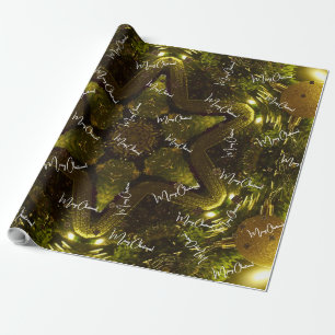 Fröhliche Weihnachten Helle Vintage Goldene Sterne Geschenkpapier